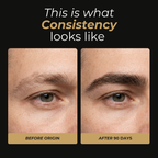 Eyebrow before and after 90 days of using Origin Eyebrow Growth Serum